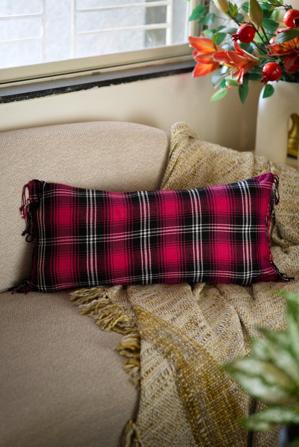 The Rosewood & Plaid Cushion set