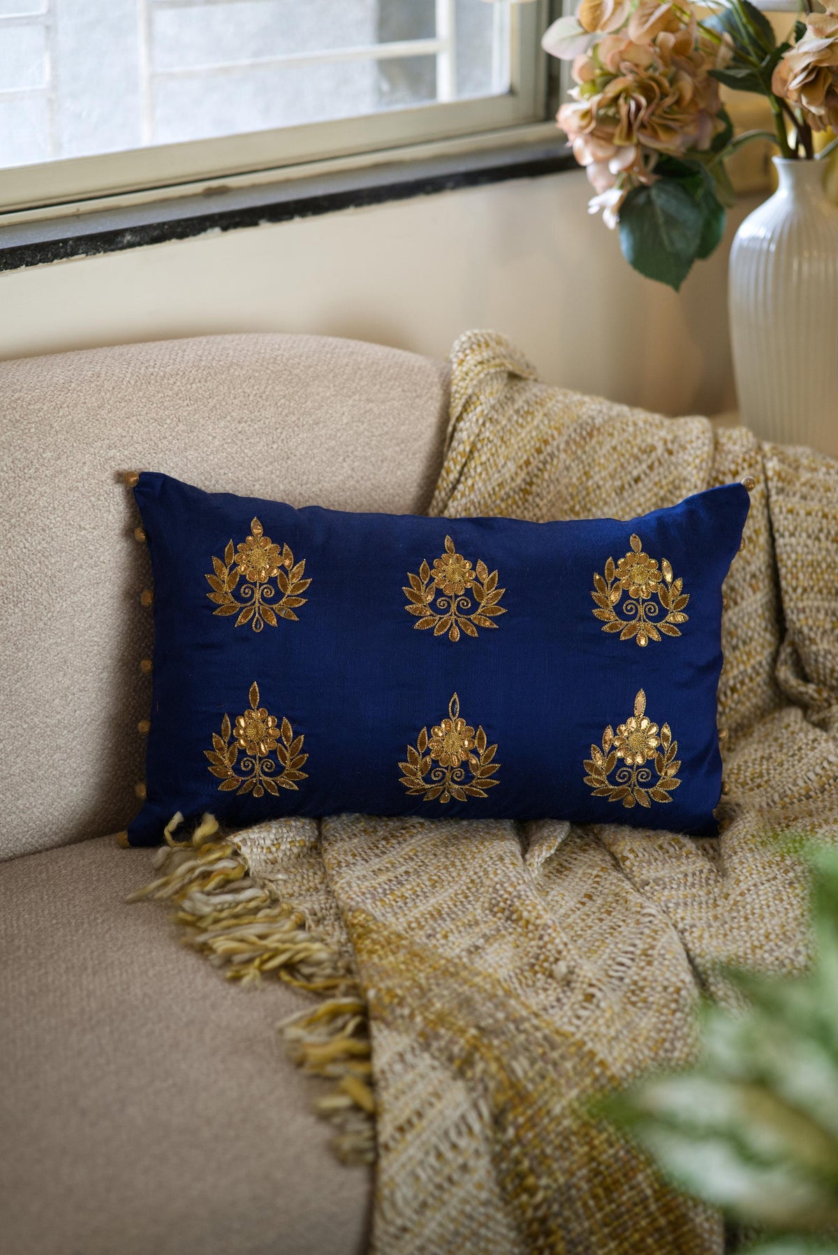 The Blue Embroidered cushion set