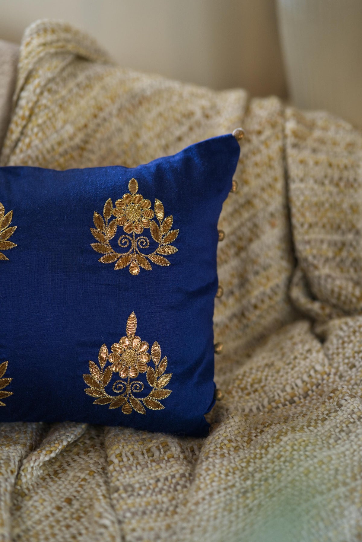 The Blue Embroidered cushion set