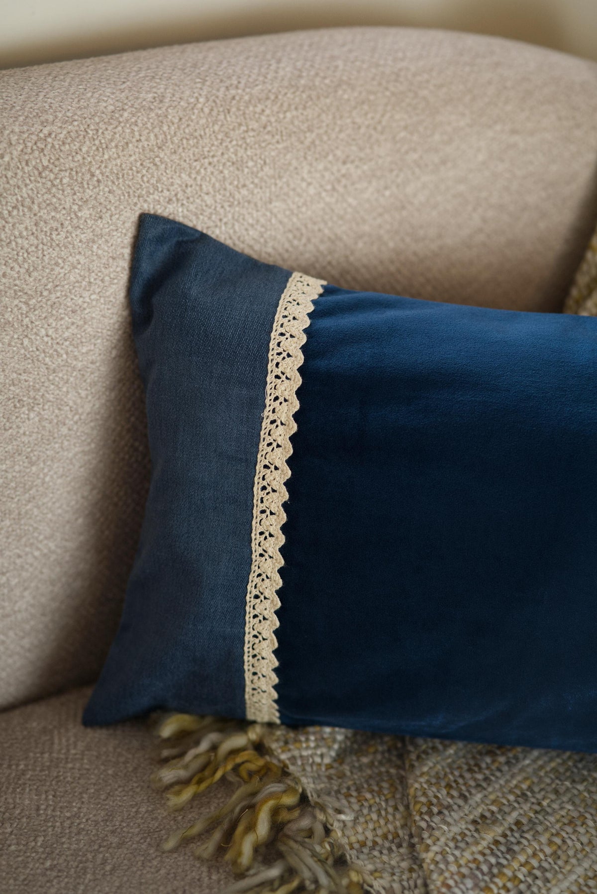 The Blue Patchwork Lumbar cushion cover set